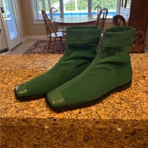 Dear Frances Grass Green Edna Angkle Boots Size 37 US 7 EUC
